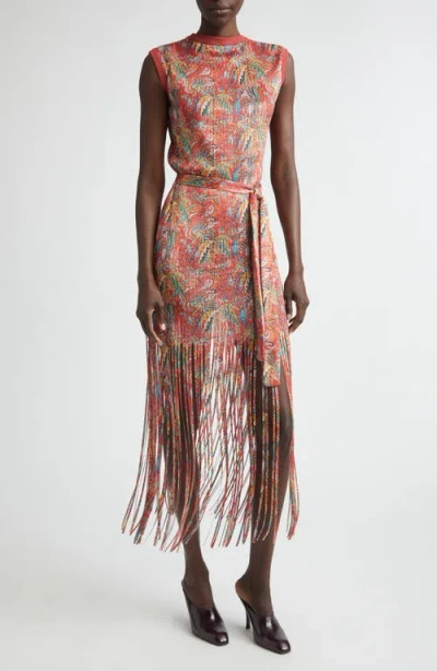 Etro Print Fringe Sweater Dress In Multi