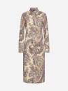Etro Woman Midi Dress Beige Size 10 Polyester In Beige,multicolor