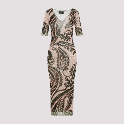 Etro Polyamide Midi Dress In Pink & Purple