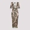 Etro Printed Tulle Midi Dress In Pink & Purple