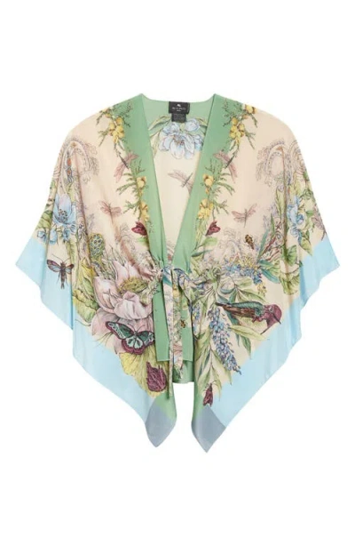 Etro Print Silk Poncho In Multi