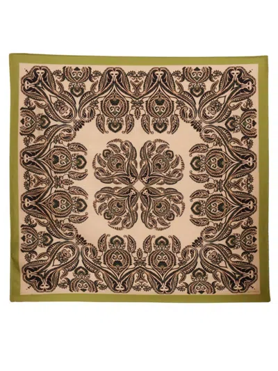 Etro Print Square Silk Scarf In Brown