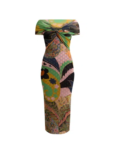 Etro Print-detail Midi Dress In Multi