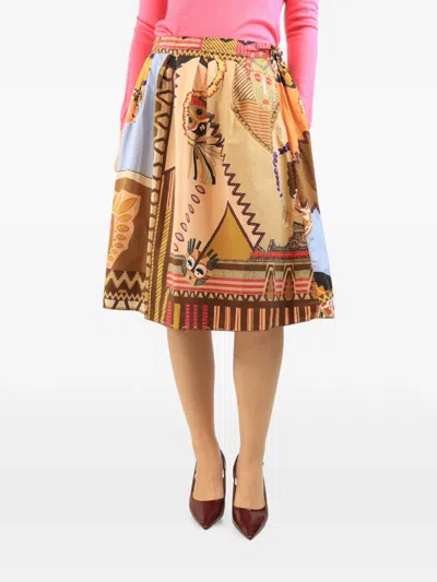 Pre-owned Etro Printed A-line Skirt In Neutral