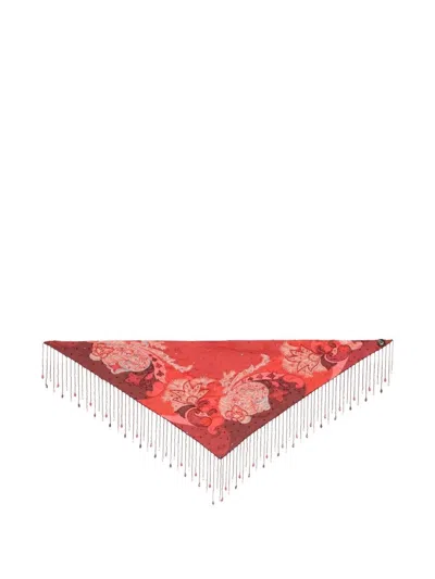 Etro Printed And Embroidered Bandana In Red
