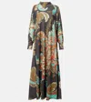 Etro Printed Draped Crepe Maxi Dress In Multi