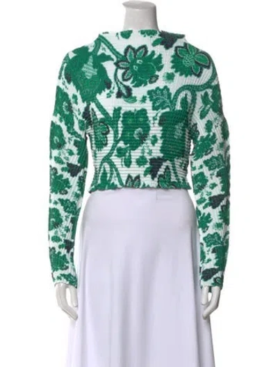Pre-owned Etro Printed Bateau Neckline Crop Top In Green