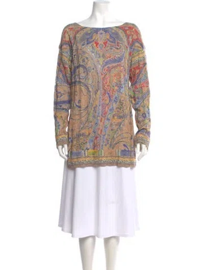 Pre-owned Etro Printed Bateau Neckline Sweater In Neutral