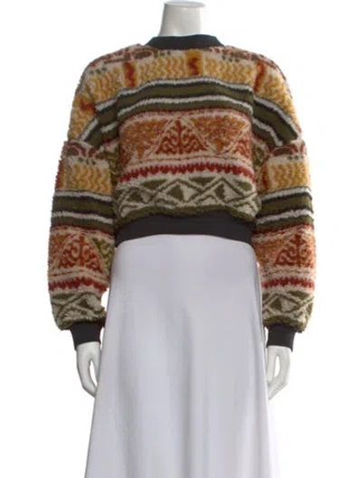 Pre-owned Etro Printed Bateau Neckline Sweater In Orange