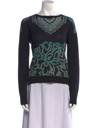 Pre-owned Etro Printed Bateau Neckline Sweatshirt In Black