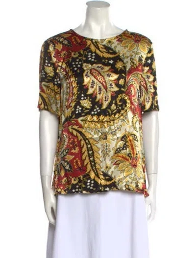 Pre-owned Etro Printed Bateau Neckline T-shirt In Neutral