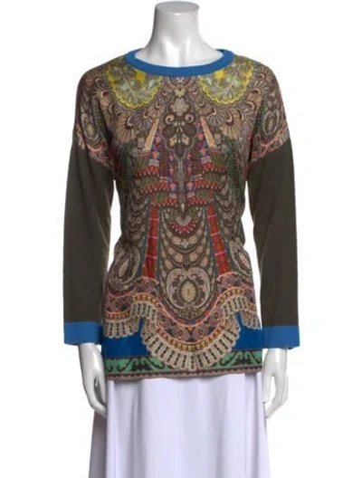 Pre-owned Etro Printed Bateau Neckline Tunic In Black