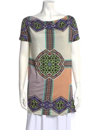 Pre-owned Etro Printed Bateau Neckline Tunic In Multi