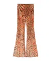 Etro Paisley-print Flared Viscose Trousers In Orange