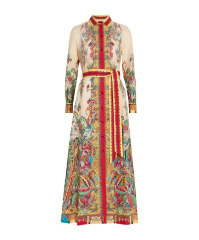 Etro Printed Belted Cotton-poplin Midi Shirt Dress In Multicolor