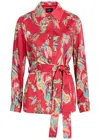 Etro Printed Belted Satin Jacket In Multi