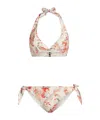 Etro Printed Lycra Triangle Bikini Set In Nude