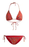 Etro Printed Bikini Top In Red