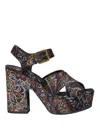 Etro Paisley-print Leather Sandals In Black