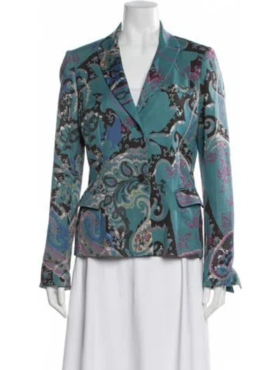 Pre-owned Etro Printed Blazer In Blue