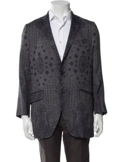 Pre-owned Etro Printed Blazer In Blue