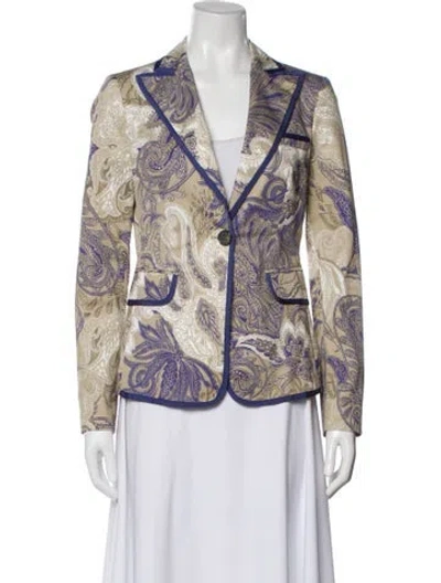 Pre-owned Etro Printed Blazer In Blue
