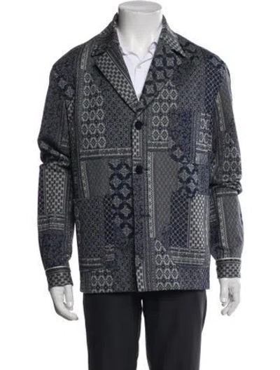 Pre-owned Etro Printed Blazer In Blue