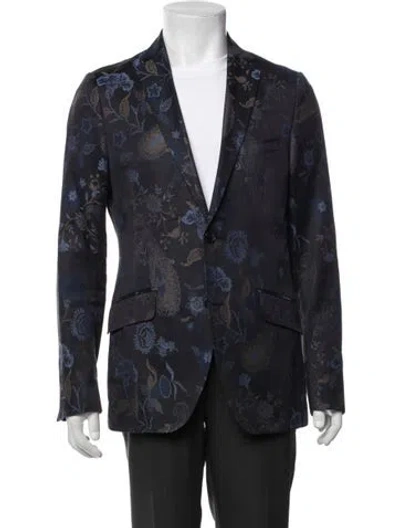 Pre-owned Etro Printed Blazer In Blue