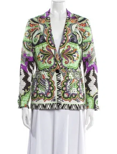 Pre-owned Etro Printed Blazer In Green