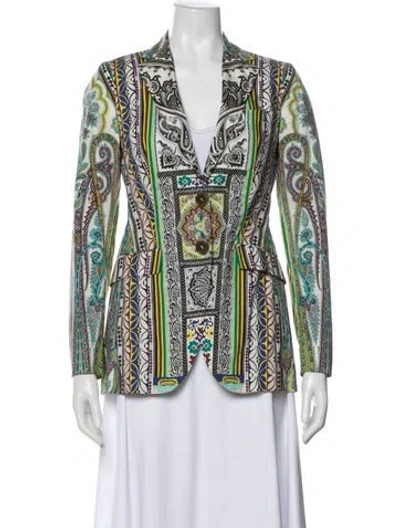 Pre-owned Etro Printed Blazer In Green