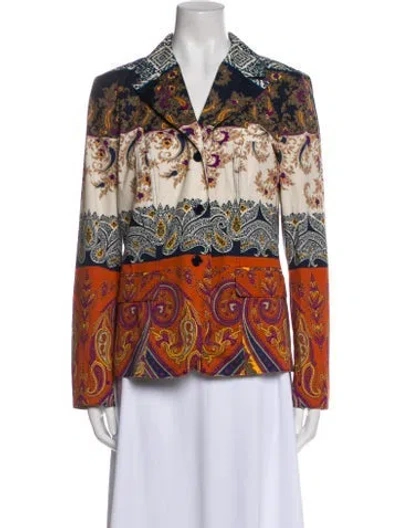 Pre-owned Etro Printed Blazer In Orange