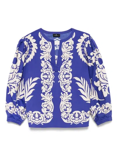 Etro Printed Blouse In Blue
