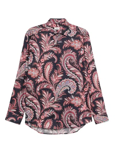 ETRO ETRO PRINTED BLUE COTTON SHIRT