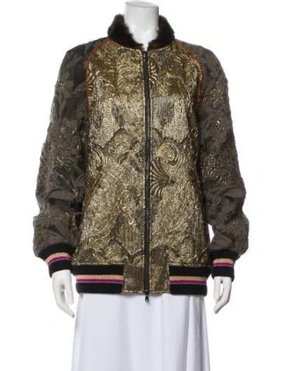Pre-owned Etro Printed Bomber Jacket In Gold