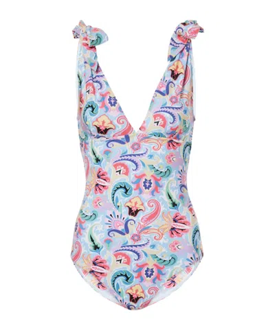 Etro Printed Bow-detail Swimsuit In Multi