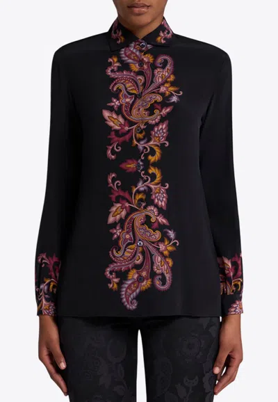 ETRO PRINTED BUTTON-UP SILK SHIRT