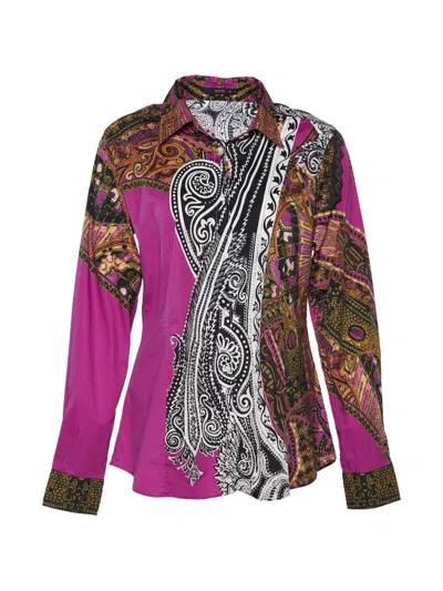 Pre-owned Etro Printed Button-front Shirt In Purple