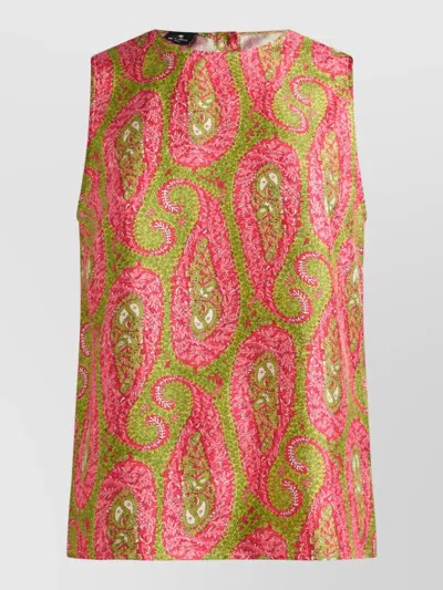 Etro Printed Camisole Top In Green