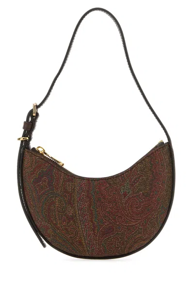 Etro Printed Canvas Mini Hobo Essential Shoulder Bag In Brown