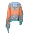 Etro Printed Silk Poncho Blouse In Multicolor