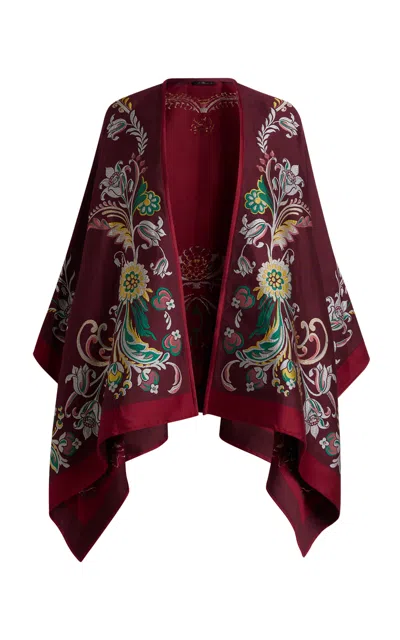 Etro Printed Cape In Burgundy