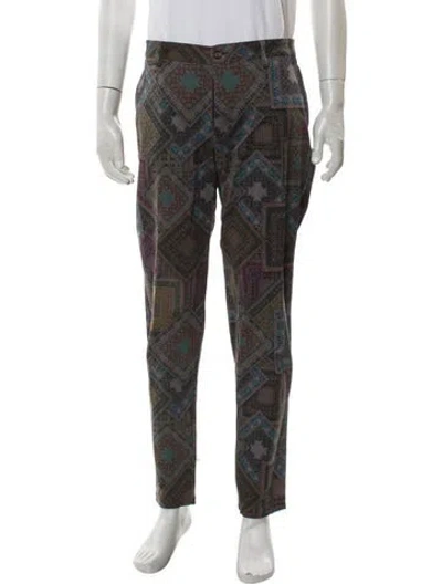 Pre-owned Etro Printed Cargo Pants In Green