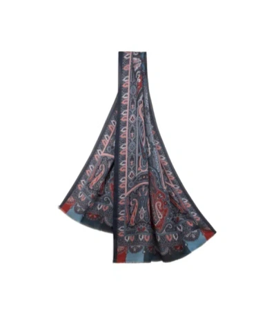 Etro Printed Cashmere And Silk Scarf In Gray
