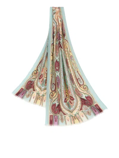 Etro Printed Cashmere And Silk Scarf In Multicolour