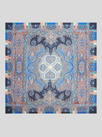 Etro Printed Cashmere And Silk Shawl In Blue