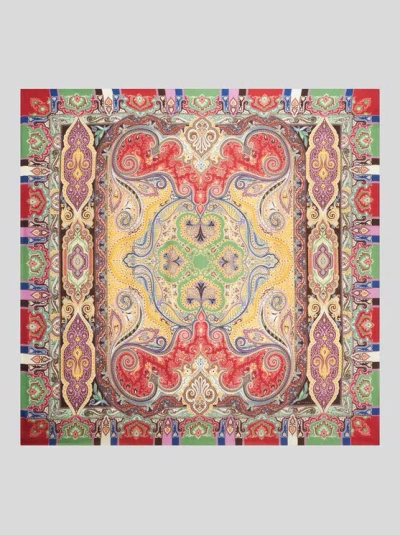 Etro Paisley-print Cashmere-blend Scarf In Brown