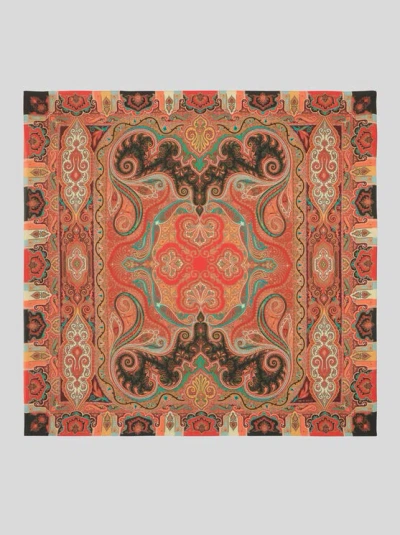 Etro Printed Cashmere And Silk Shawl In Red