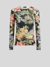 Etro , Printed Cashmere And Silk Sweater, Woman, Navy Blue, Size 48 In Navy Blue