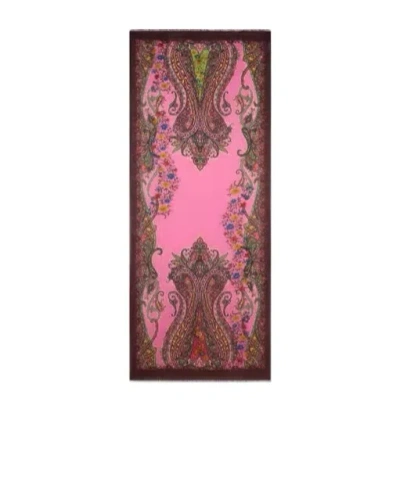 Etro Printed Cashmere Scarf In Pink