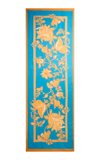 Etro Printed Cashmere Silk Scarf In Blue